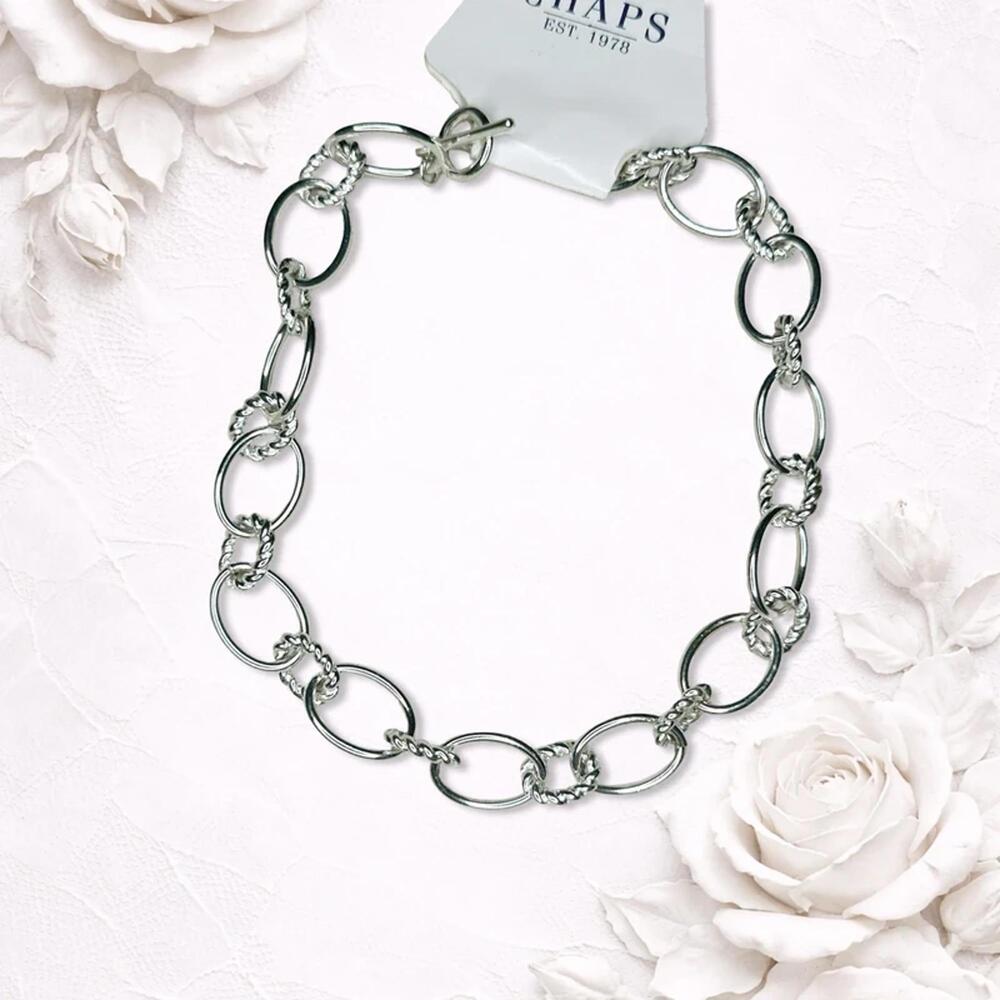 6629. Chaps Geometric Silvertone Necklace